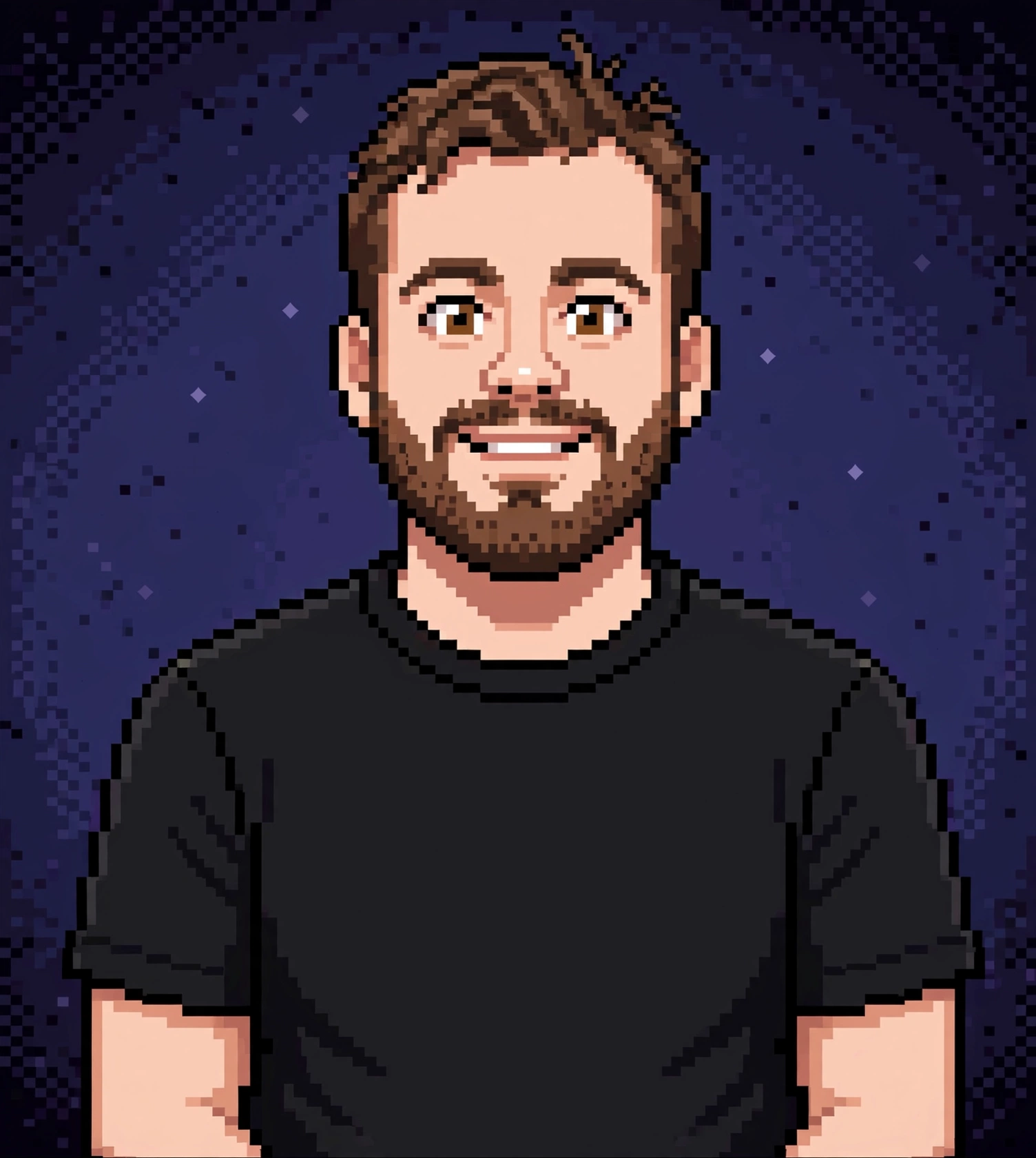 Pixel-art portrait of Corey McKay, 16-bit RPG style